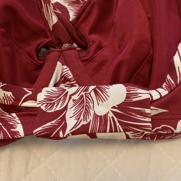 MIRACLESUIT Hibiskiss bathing suit bra TOP burgundy white Pompei bikini top 34D - Picture 11 of 15